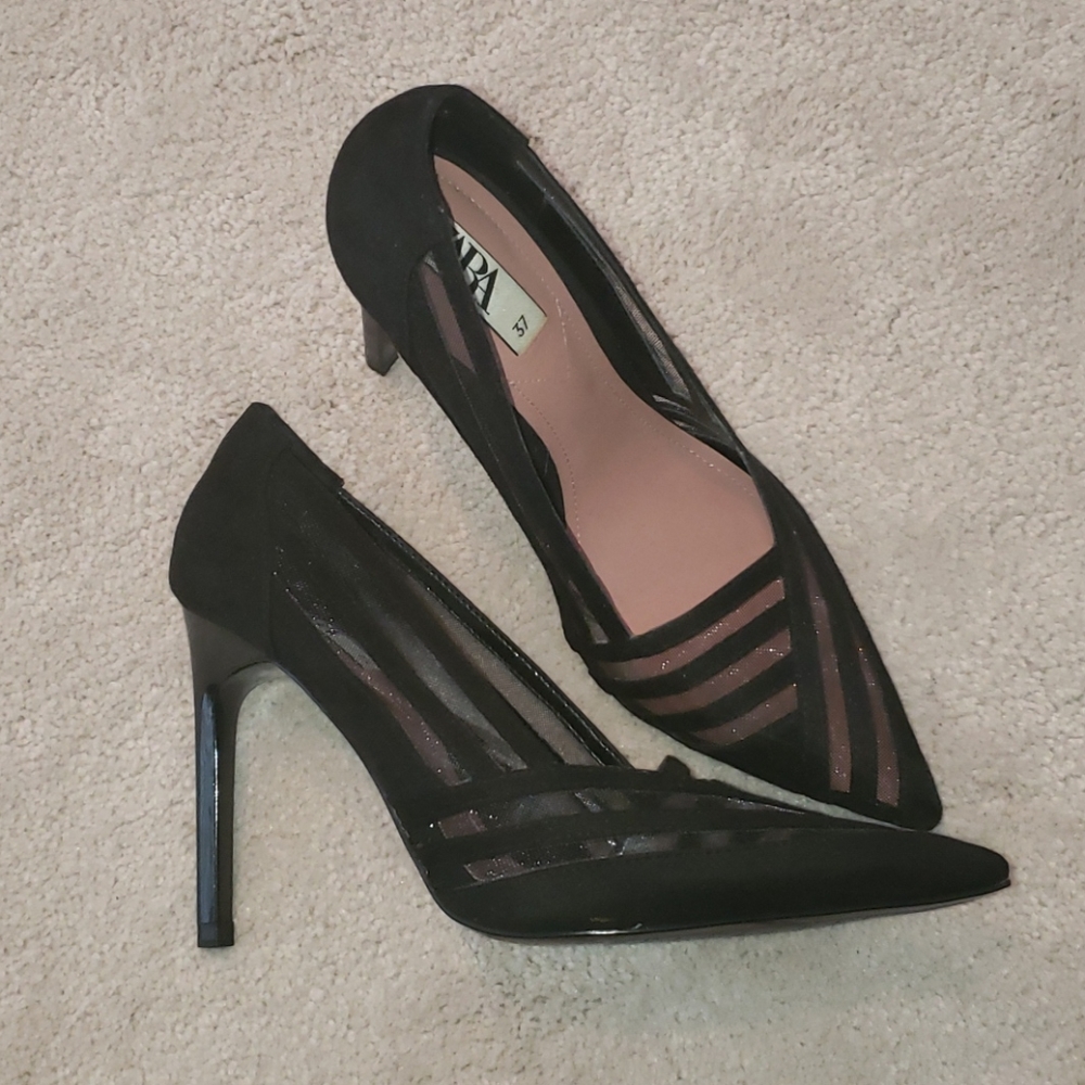 ZARA black heels mesh details